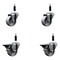 Service Caster 3'' Semi Steel Wheel Swivel 7/8'' Expanding Stem Caster Set 2 Brakes, 4PK SCC-EX20S314-SSS-2-PLB-2-78 - alternate 1